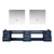 Lexora Geneva 84" Navy Blue Double Wall Mount Vanity Cabinet, no Top and 36" LED Mirrors