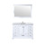 Lexora Dukes 48" White Single Vanity Cabinet, White Carrara Marble Top, White Square Sink and 46" Mirror w/ Faucet