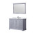 Lexora Dukes 48" Dark Grey Single Vanity Cabinet, White Carrara Marble Top, White Square Sink and 46" Mirror w/ Faucet