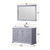 Lexora Dukes 48" Dark Grey Single Vanity Cabinet, White Carrara Marble Top, White Square Sink and 46" Mirror w/ Faucet