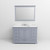 Lexora Dukes 48" Dark Grey Single Vanity Cabinet, White Carrara Marble Top, White Square Sink and 46" Mirror w/ Faucet