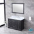 Lexora Dukes 48" Espresso Single Vanity, White Carrara Marble Top, White Square Sink and 46" Mirror w/ Faucet