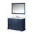 Lexora Dukes 48" Navy Blue Single Vanity Cabinet, White Carrara Marble Top, White Square Sink and 46" Mirror w/ Faucet