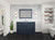 Lexora Dukes 48" Navy Blue Single Vanity Cabinet, White Carrara Marble Top, White Square Sink and 46" Mirror w/ Faucet