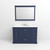 Lexora Dukes 48" Navy Blue Single Vanity Cabinet, White Carrara Marble Top, White Square Sink and 46" Mirror w/ Faucet