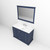 Lexora Dukes 48" Navy Blue Single Vanity Cabinet, White Carrara Marble Top, White Square Sink and 46" Mirror w/ Faucet