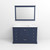 Lexora Dukes 48" Navy Blue Single Vanity Cabinet, White Carrara Marble Top, White Square Sink and 46" Mirror