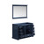 Lexora Dukes 48" Navy Blue Single Vanity Cabinet, no Top and 46" Mirror