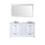 Lexora Dukes 60" White Double Vanity Cabinet, White Carrara Marble Top, White Square Sinks and 58" Mirror w/ Faucets
