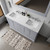 Lexora Dukes 60" Dark Grey Double Vanity Cabinet, White Carrara Marble Top, White Square Sinks and 58" Mirror w/ Faucets