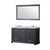 Lexora Dukes 60" Espresso Double Vanity Cabinet, White Carrara Marble Top, White Square Sinks and 58" Mirror w/ Faucets