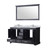 Lexora Dukes 60" Espresso Double Vanity Cabinet, White Carrara Marble Top, White Square Sinks and 58" Mirror w/ Faucets