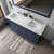 Lexora Dukes 60" Navy Blue Double Vanity Cabinet, White Carrara Marble Top, White Square Sinks and 58" Mirror w/ Faucets