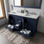 Lexora Dukes 60" Navy Blue Double Vanity Cabinet, White Carrara Marble Top, White Square Sinks and no Mirror
