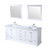 Lexora Dukes 80" White Double Vanity, White Carrara Marble Top, White Square Sinks and 30" Mirrors w/ Faucets