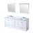 Lexora Dukes 80" White Double Vanity Cabinet, White Carrara Marble Top, White Square Sinks and 30" Mirrors w/ Faucets