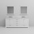 Lexora Dukes 80" White Double Vanity Cabinet, White Carrara Marble Top, White Square Sinks and 30" Mirrors w/ Faucets