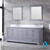Lexora Dukes 80" Dark Grey Double Vanity, White Carrara Marble Top, White Square Sinks and 30" Mirrors w/ Faucets