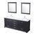 Lexora Dukes 80" Espresso Double Vanity, White Carrara Marble Top, White Square Sinks and 30" Mirrors w/ Faucets