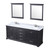 Lexora Dukes 80" Espresso Double Vanity Cabinet, White Carrara Marble Top, White Square Sinks and 30" Mirrors w/ Faucets