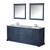 Lexora Dukes 80" Navy Blue Double Vanity, White Carrara Marble Top, White Square Sinks and 30" Mirrors w/ Faucets