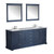 Lexora Dukes 80" Navy Blue Double Vanity, White Carrara Marble Top, White Square Sinks and 30" Mirrors w/ Faucets