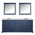 Lexora Dukes 80" Navy Blue Double Vanity Cabinet, White Carrara Marble Top, White Square Sinks and 30" Mirrors w/ Faucets