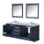 Lexora Dukes 80" Navy Blue Double Vanity Cabinet, White Carrara Marble Top, White Square Sinks and 30" Mirrors w/ Faucets