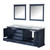 Lexora Dukes 80" Navy Blue Double Vanity Cabinet, White Carrara Marble Top, White Square Sinks and 30" Mirrors