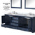 Lexora Dukes 80" Navy Blue Double Vanity Cabinet, White Carrara Marble Top, White Square Sinks and 30" Mirrors