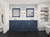 Lexora Dukes 80" Navy Blue Double Vanity Cabinet, White Carrara Marble Top, White Square Sinks and 30" Mirrors