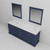 Lexora Dukes 80" Navy Blue Double Vanity Cabinet, White Carrara Marble Top, White Square Sinks and 30" Mirrors