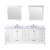 Lexora Dukes 84" White Double Vanity Cabinet, White Carrara Marble Top, White Square Sinks and 34" Mirrors w/ Faucets