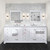 Lexora Dukes 84" White Double Vanity Cabinet, White Carrara Marble Top, White Square Sinks and 34" Mirrors w/ Faucets