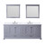 Lexora Dukes 84" Dark Grey Double Vanity Cabinet, White Carrara Marble Top, White Square Sinks and 34" Mirrors w/ Faucets