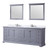 Lexora Dukes 84" Dark Grey Double Vanity Cabinet, White Carrara Marble Top, White Square Sinks and 34" Mirrors w/ Faucets