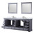 Lexora Dukes 84" Dark Grey Double Vanity Cabinet, White Carrara Marble Top, White Square Sinks and 34" Mirrors w/ Faucets
