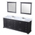 Lexora Dukes 84" Espresso Double Vanity Cabinet, White Carrara Marble Top, White Square Sinks and 34" Mirrors w/ Faucets