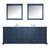 Lexora Dukes 84" Navy Blue Double Vanity, White Carrara Marble Top, White Square Sinks and 34" Mirrors w/ Faucets