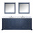 Lexora Dukes 84" Navy Blue Double Vanity Cabinet, White Carrara Marble Top, White Square Sinks and 34" Mirrors w/ Faucets
