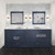 Lexora Dukes 84" Navy Blue Double Vanity Cabinet, White Carrara Marble Top, White Square Sinks and 34" Mirrors w/ Faucets