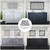 Lexora Dukes 84" Navy Blue Double Vanity Cabinet, White Carrara Marble Top, White Square Sinks and 34" Mirrors w/ Faucets