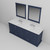 Lexora Dukes 84" Navy Blue Double Vanity Cabinet, White Carrara Marble Top, White Square Sinks and 34" Mirrors w/ Faucets
