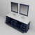 Lexora Dukes 84" Navy Blue Double Vanity Cabinet, White Carrara Marble Top, White Square Sinks and 34" Mirrors w/ Faucets