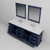 Lexora Dukes 84" Navy Blue Double Vanity Cabinet, White Carrara Marble Top, White Square Sinks and 34" Mirrors w/ Faucets