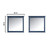 Lexora Dukes 84" Navy Blue Double Vanity, White Carrara Marble Top, White Square Sinks and 34" Mirrors