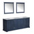 Lexora Dukes 84" Navy Blue Double Vanity, White Carrara Marble Top, White Square Sinks and 34" Mirrors