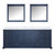Lexora Dukes 84" Navy Blue Double Vanity Cabinet, White Carrara Marble Top, White Square Sinks and 34" Mirrors