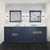 Lexora Dukes 84" Navy Blue Double Vanity Cabinet, White Carrara Marble Top, White Square Sinks and 34" Mirrors