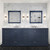 Lexora Dukes 84" Navy Blue Double Vanity Cabinet, White Carrara Marble Top, White Square Sinks and 34" Mirrors